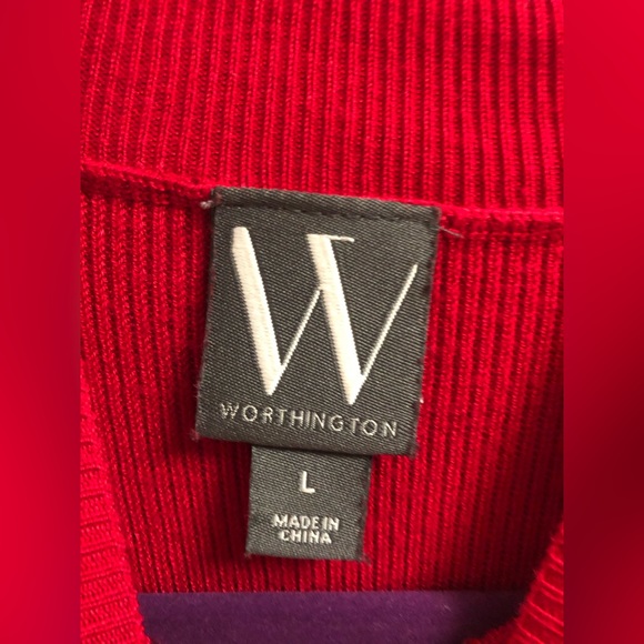 Vibrant Red Woven Top by Worthington - Size Large - Picture 3 of 4